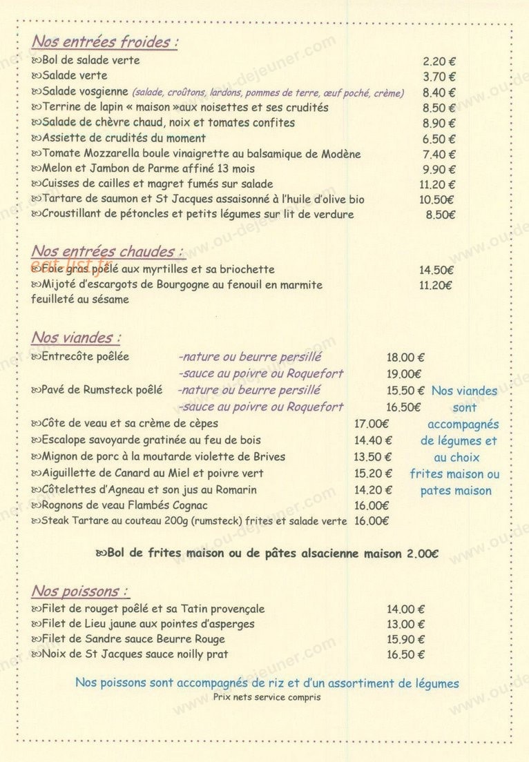 Le Chalet Gourmand — carte page 2