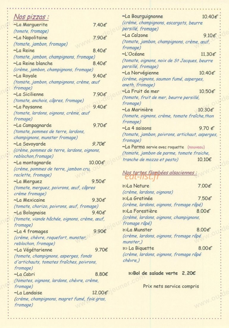 Le Chalet Gourmand — carte page 3