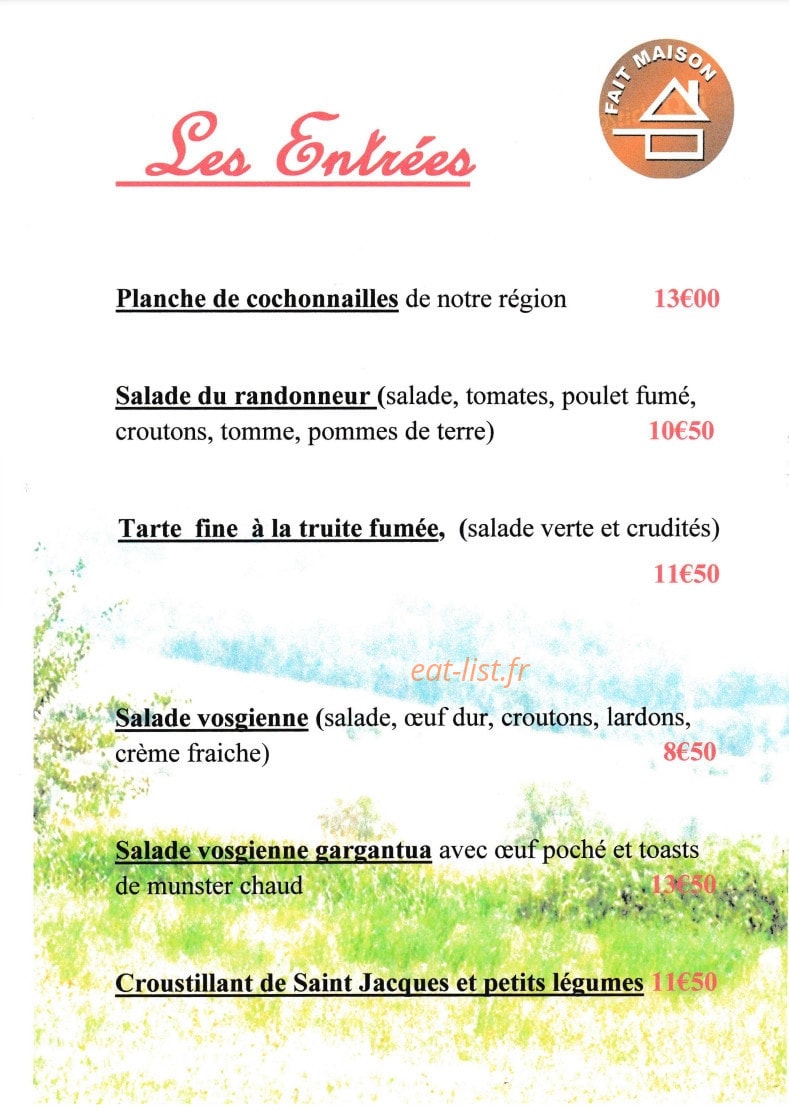 La Cuisine Des Arrentes — carte page 1