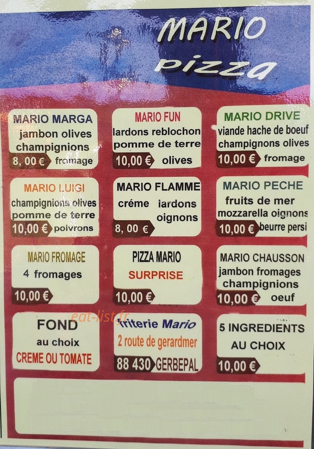 Friterie Mario — carte page 1