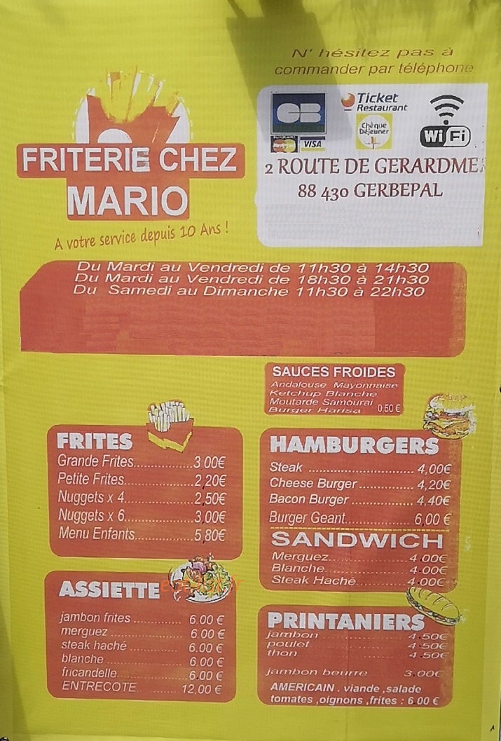 Friterie Mario — carte page 2
