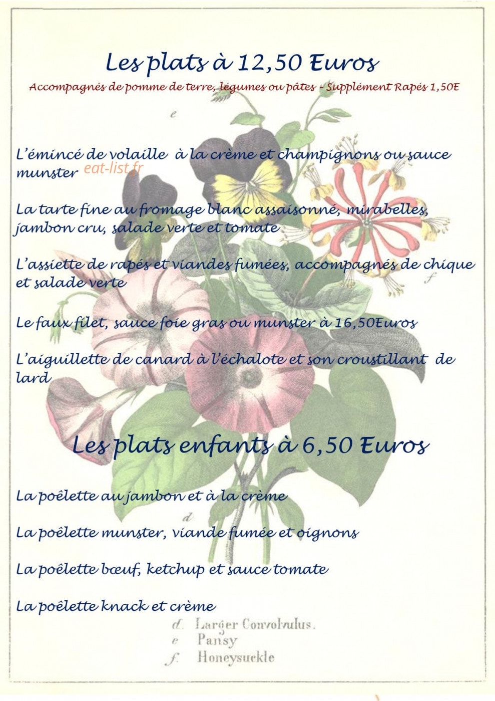 Auberge du houx — carte page 2