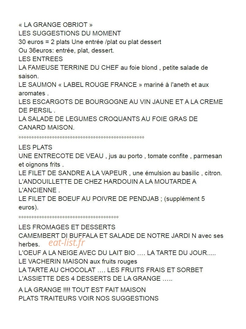 La grange obriot — carte page 1