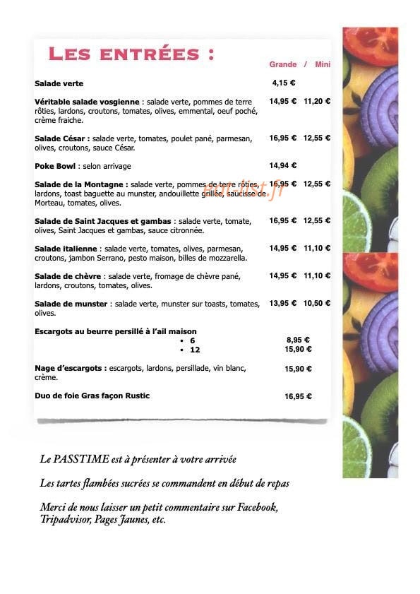 Le Rustic — carte page 1