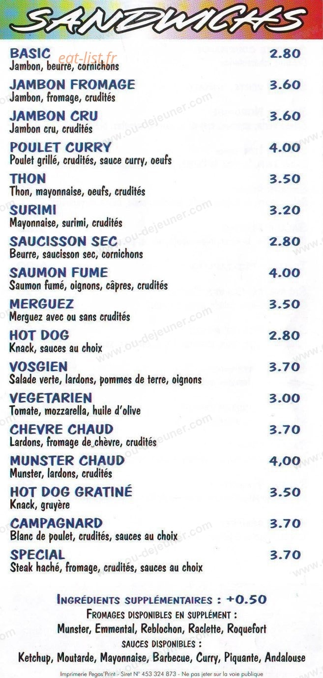 Pizza Mirecourt — carte page 5