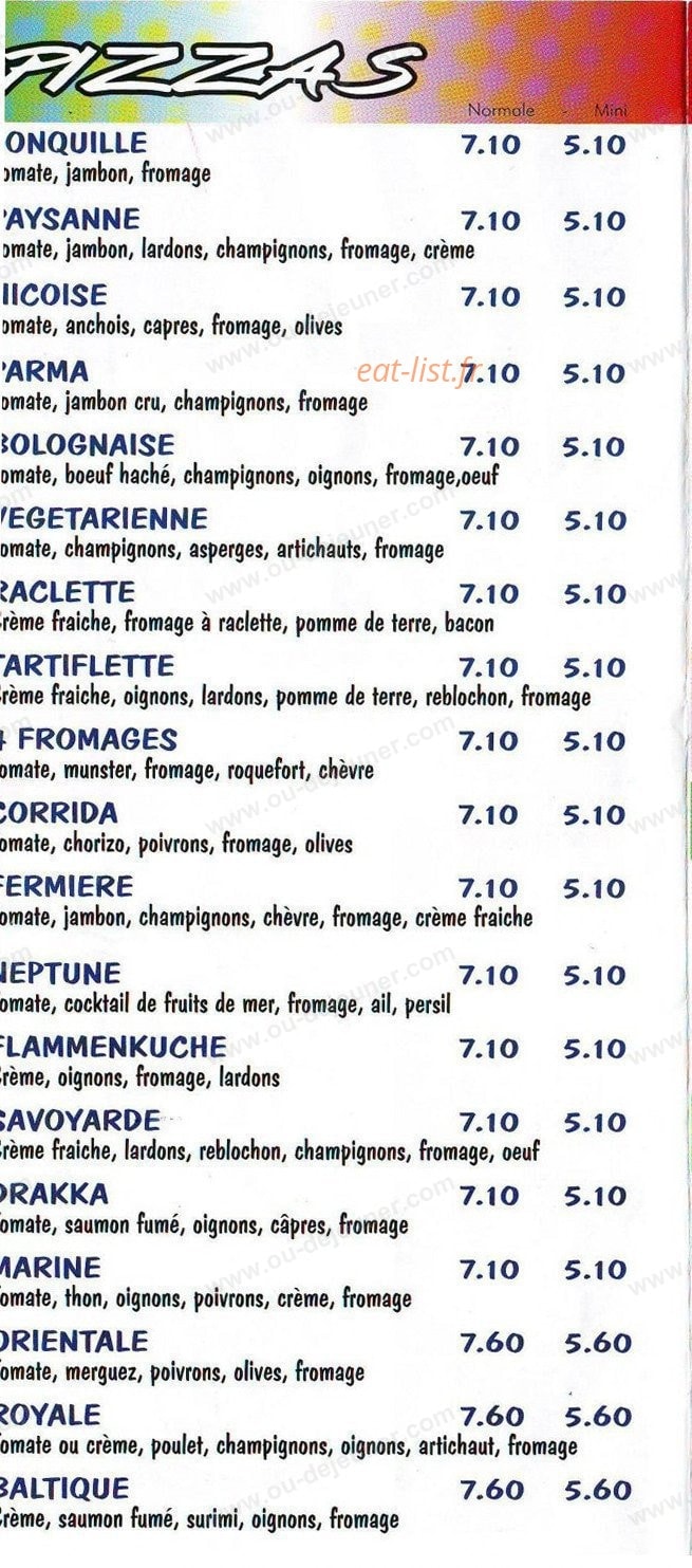 Pizza Mirecourt — carte page 2