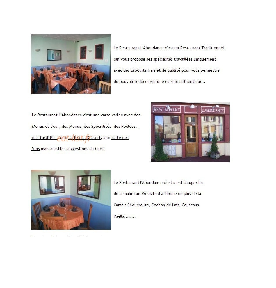 Restaurant L abondance — carte page 1