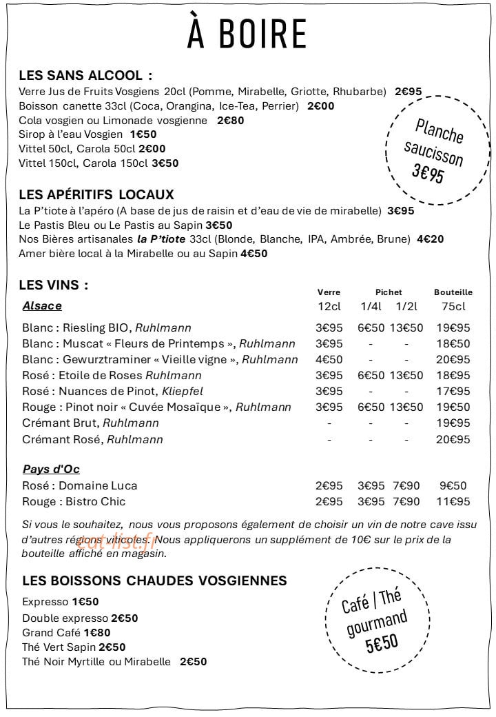 La Cave au Géromé — carte page 1