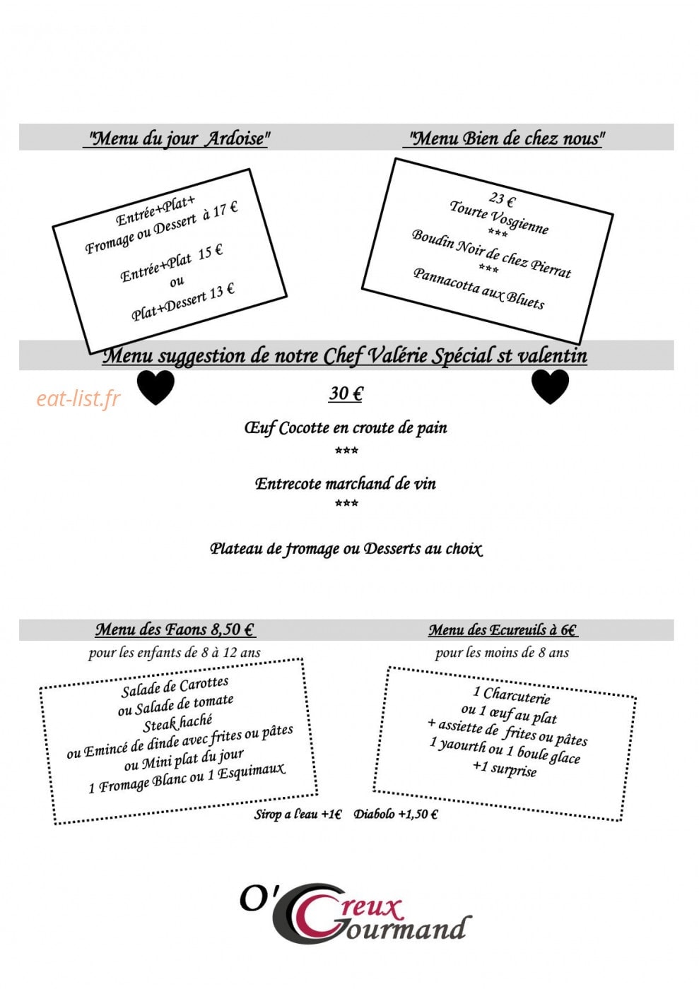 O'Creux Gourmand — carte page 2