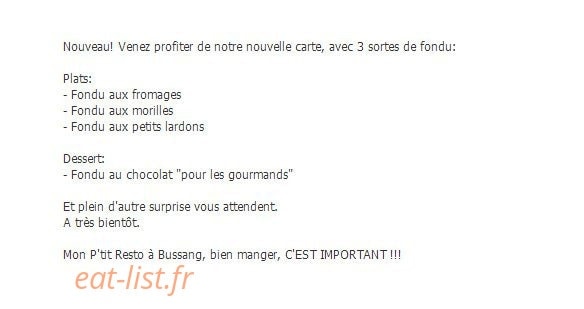 Mon P'tit Resto — carte page 1