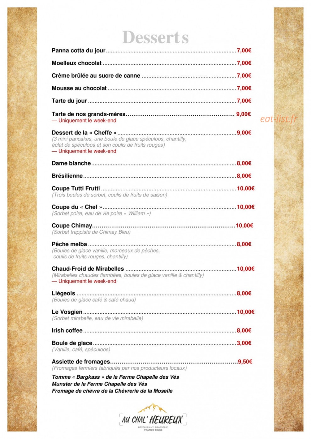 Au Chal'Heureux — carte page 3