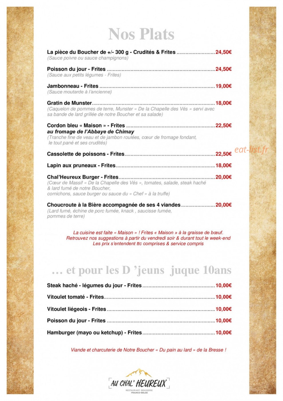 Au Chal'Heureux — carte page 2