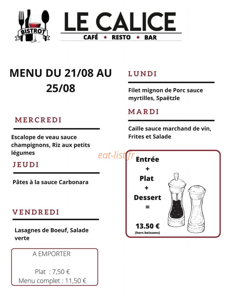 Le Calice — carte page 1
