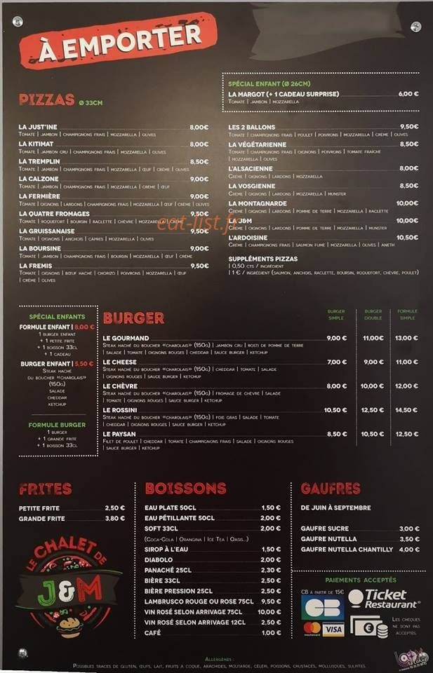 Le Chalet de J&M — carte page 2