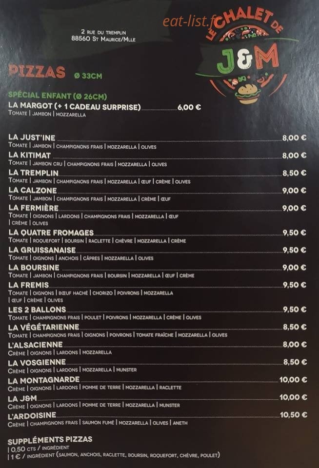 Le Chalet de J&M — carte page 1