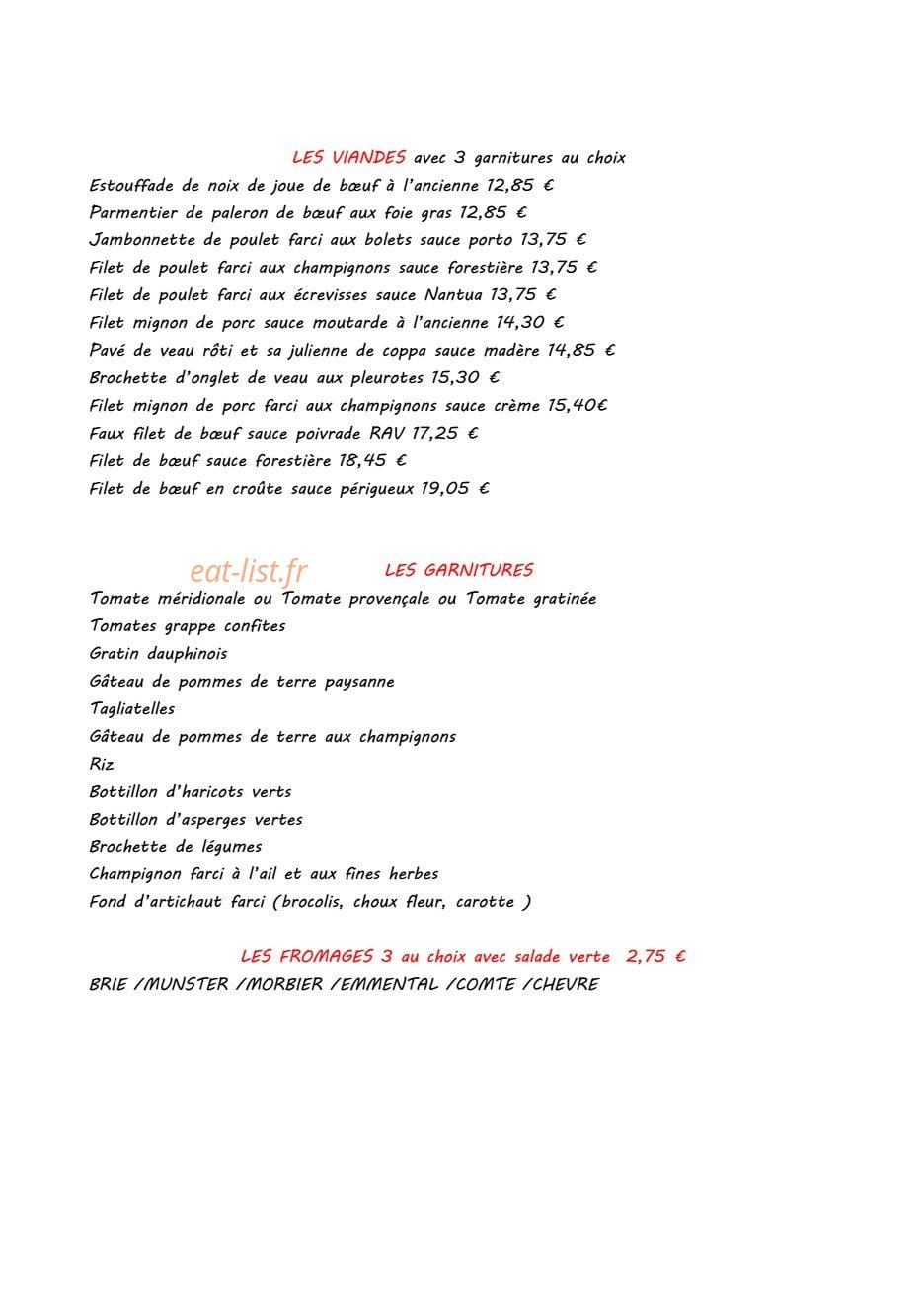 Restaurant  Traiteur les 2 frères — carte page 19