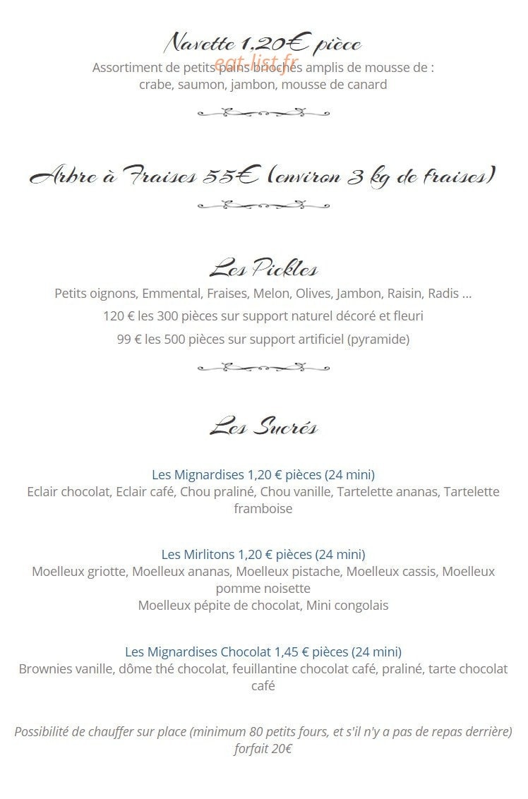 Restaurant  Traiteur les 2 frères — carte page 11