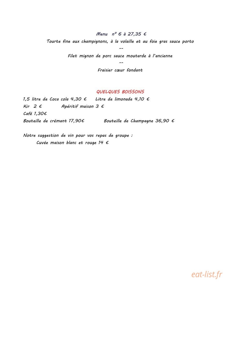 Restaurant  Traiteur les 2 frères — carte page 22