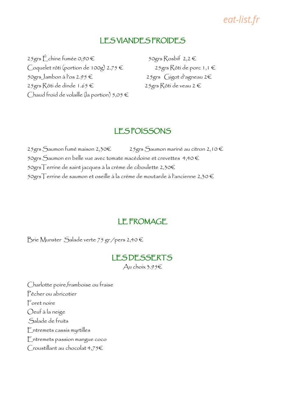 Restaurant  Traiteur les 2 frères — carte page 14