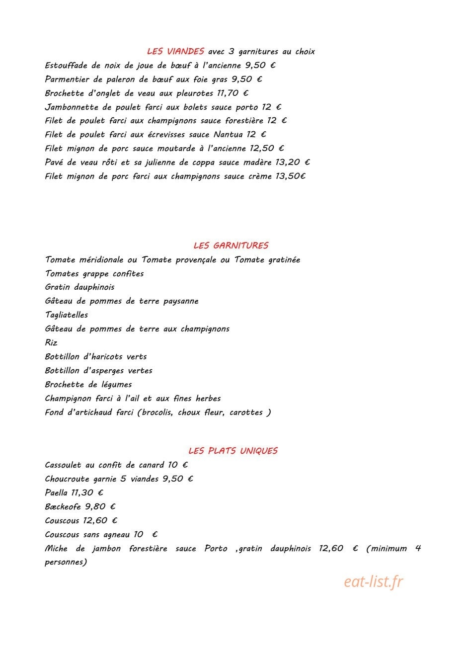 Restaurant  Traiteur les 2 frères — carte page 2