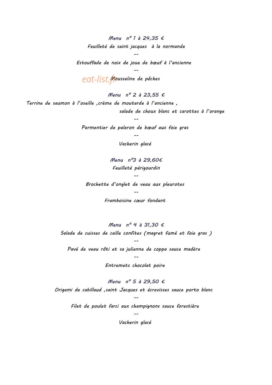 Restaurant  Traiteur les 2 frères — carte page 21