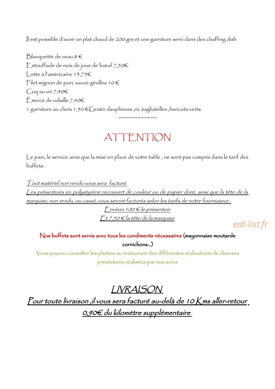 Restaurant  Traiteur les 2 frères — carte page 15