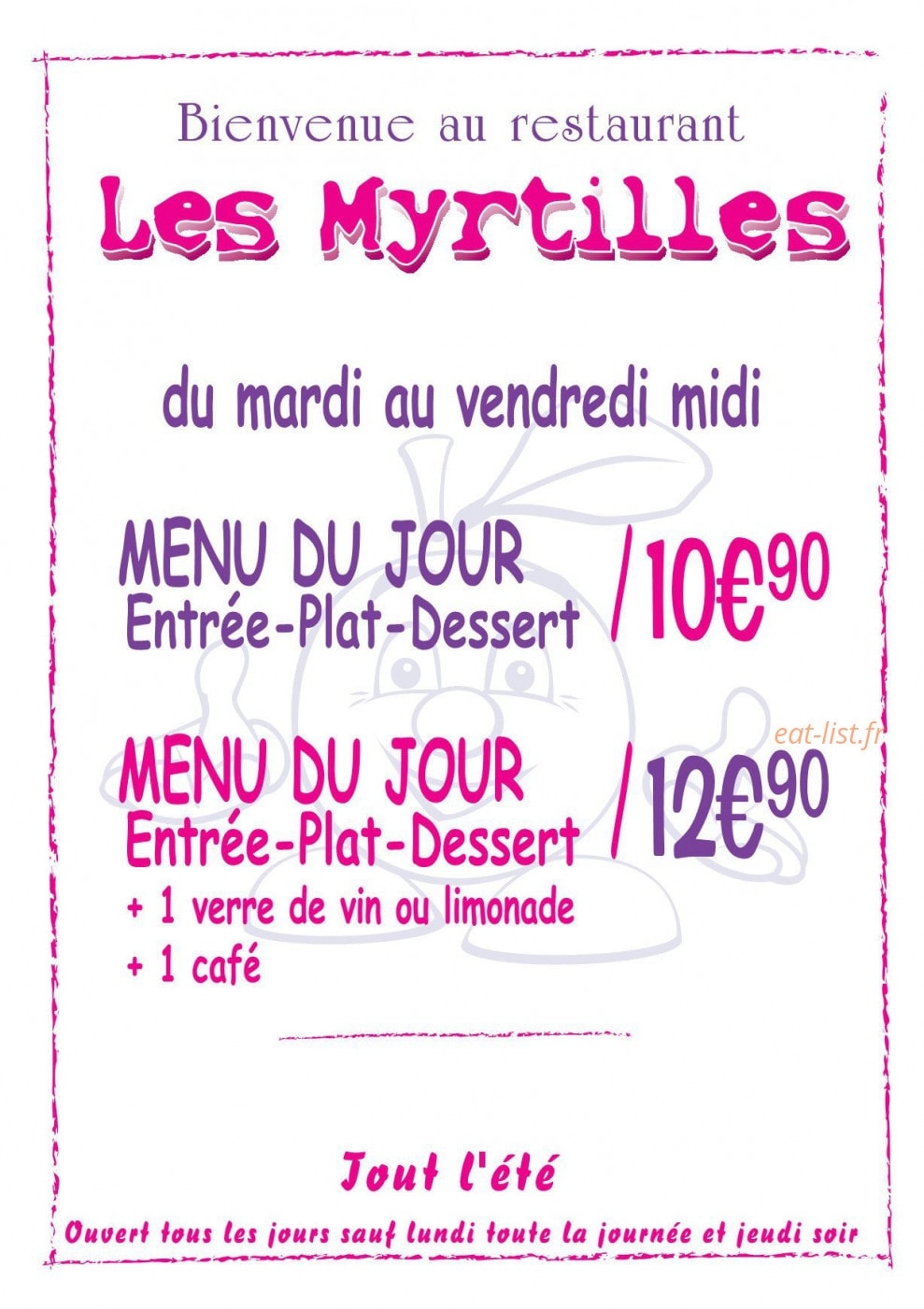 Les Myrtilles — carte page 1