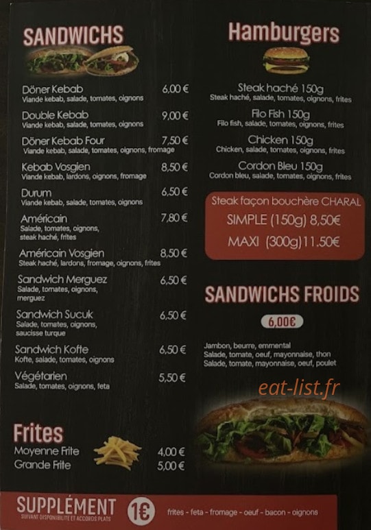 O’96 Döner Kebab — carte page 1