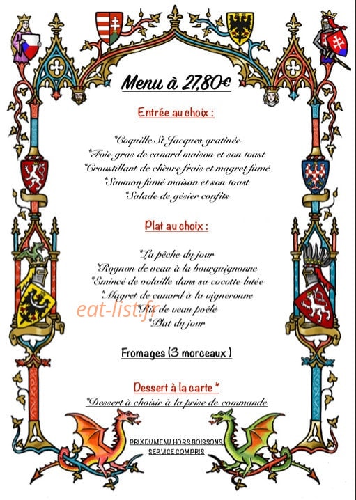 Carte et menu de Au Pays de Jeanne à Domremy la Pucelle — Le menu à 27.80€