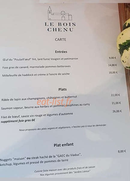 Restaurant Le Bois Chenu — carte page 3