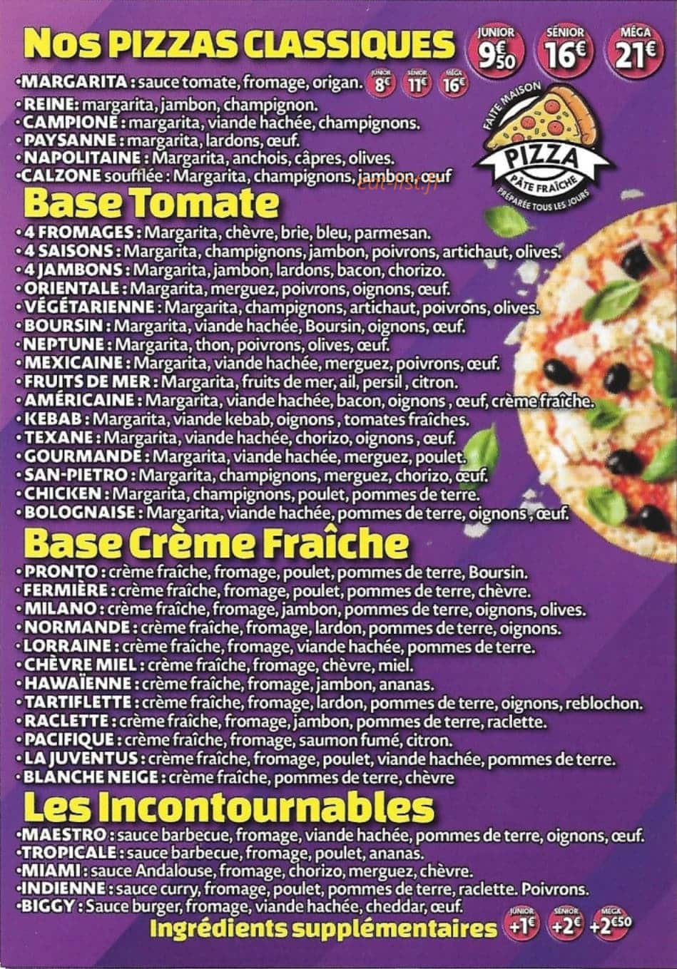 Pronto Pizza — carte page 2