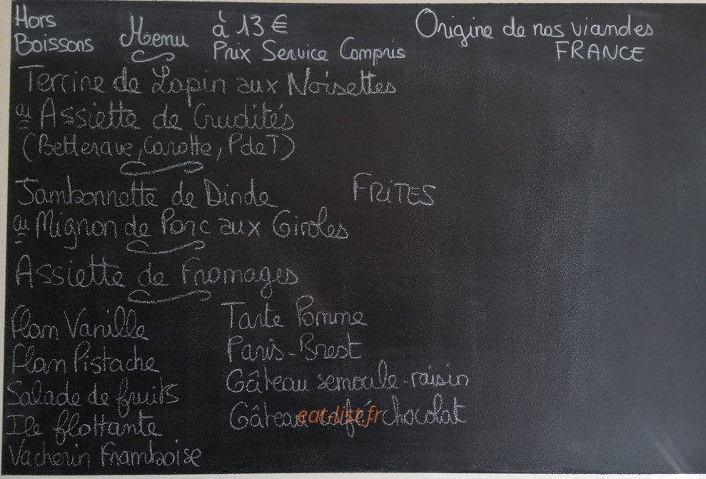 Restaurant de la Gare — carte page 1