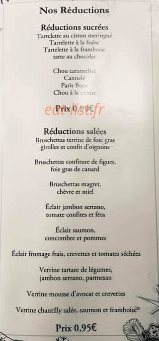 Carte et menu de Boulangerie pâtisserie Fritsch à Vittel — Réductions