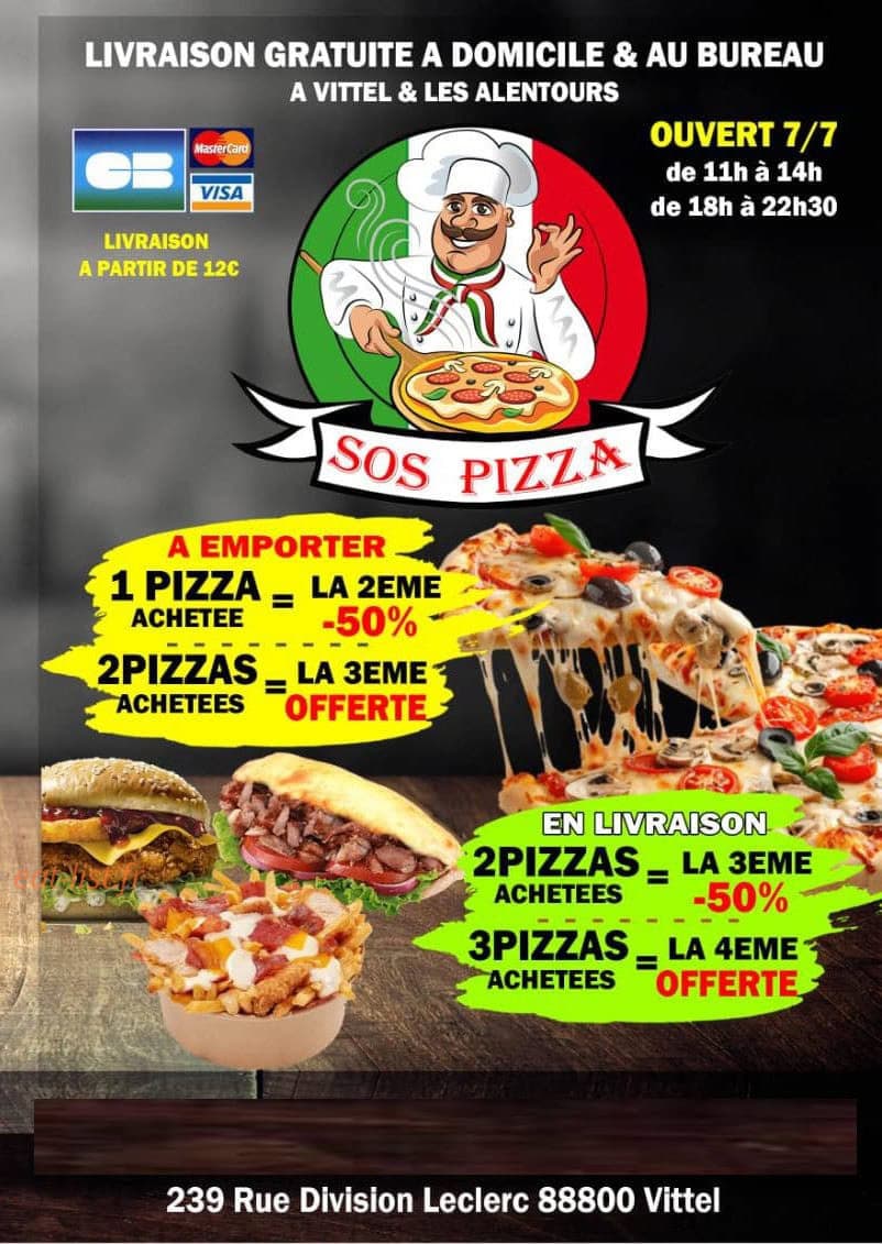 SOS Pizza — carte page 1
