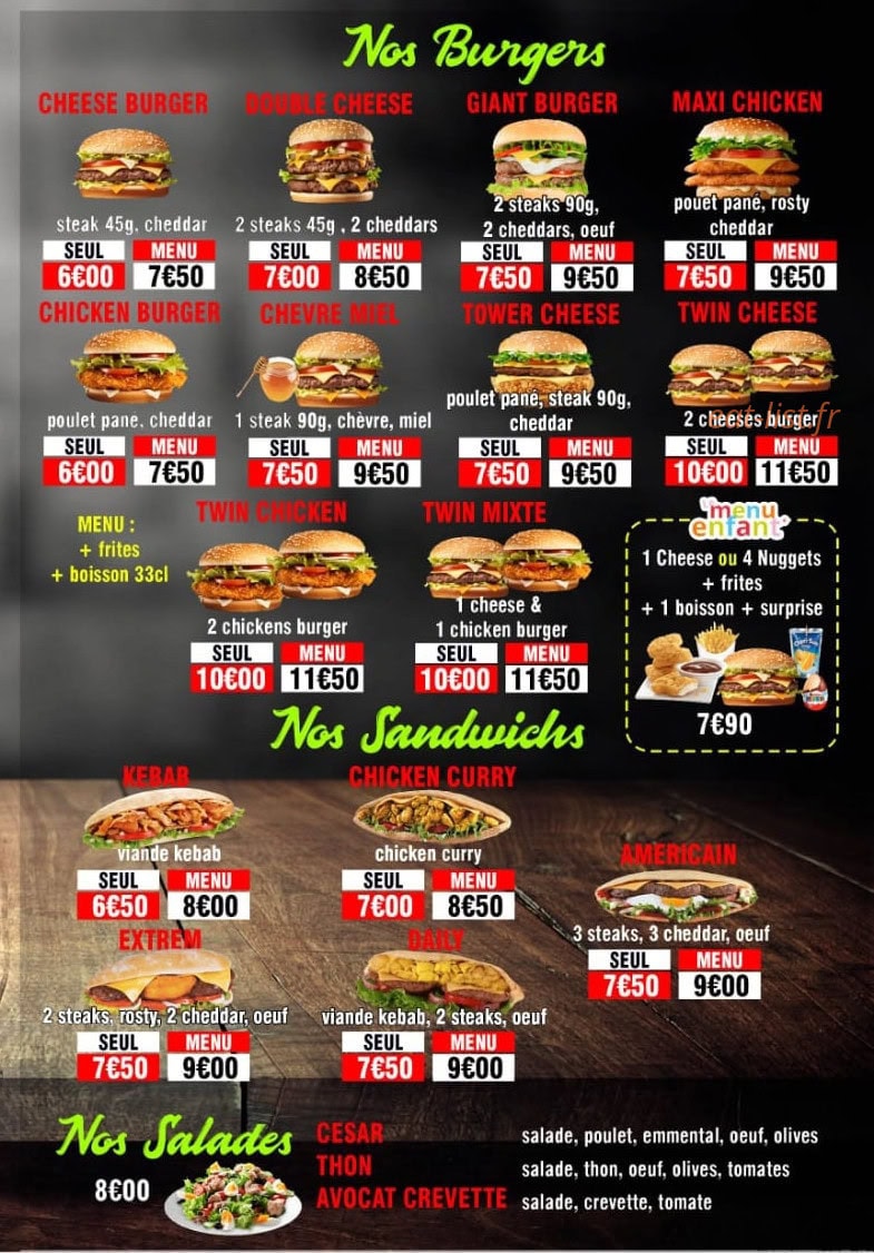 SOS Pizza — carte page 3