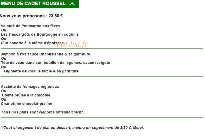 Au Grand Gousier — carte page 1