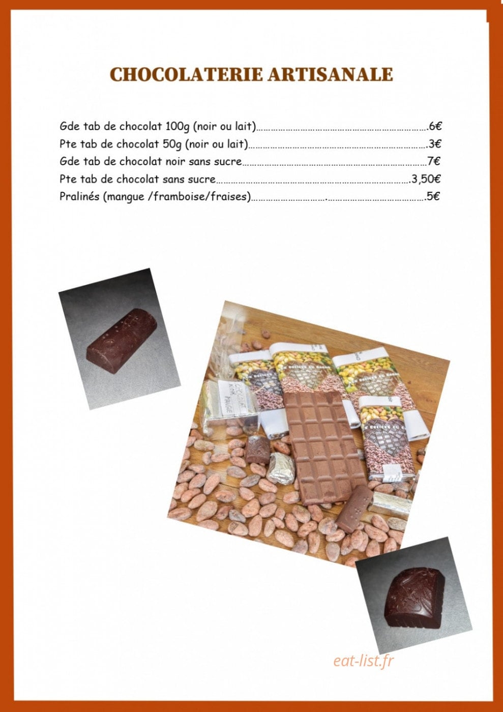 Aux Délices du Cacao — carte page 2