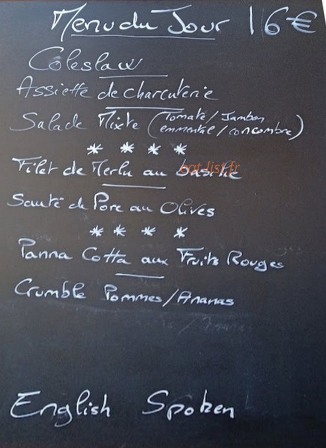 Bistrot des Amis — carte page 1