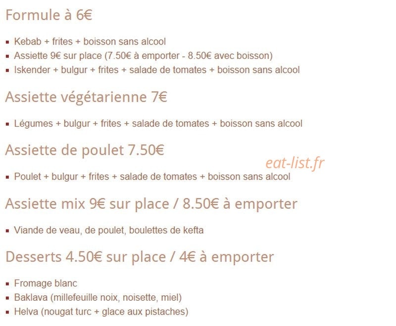 Délice de Pacha — carte page 1