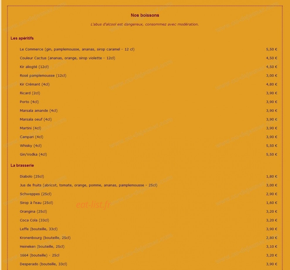 Hôtel Restaurant Le Commerce — carte page 5