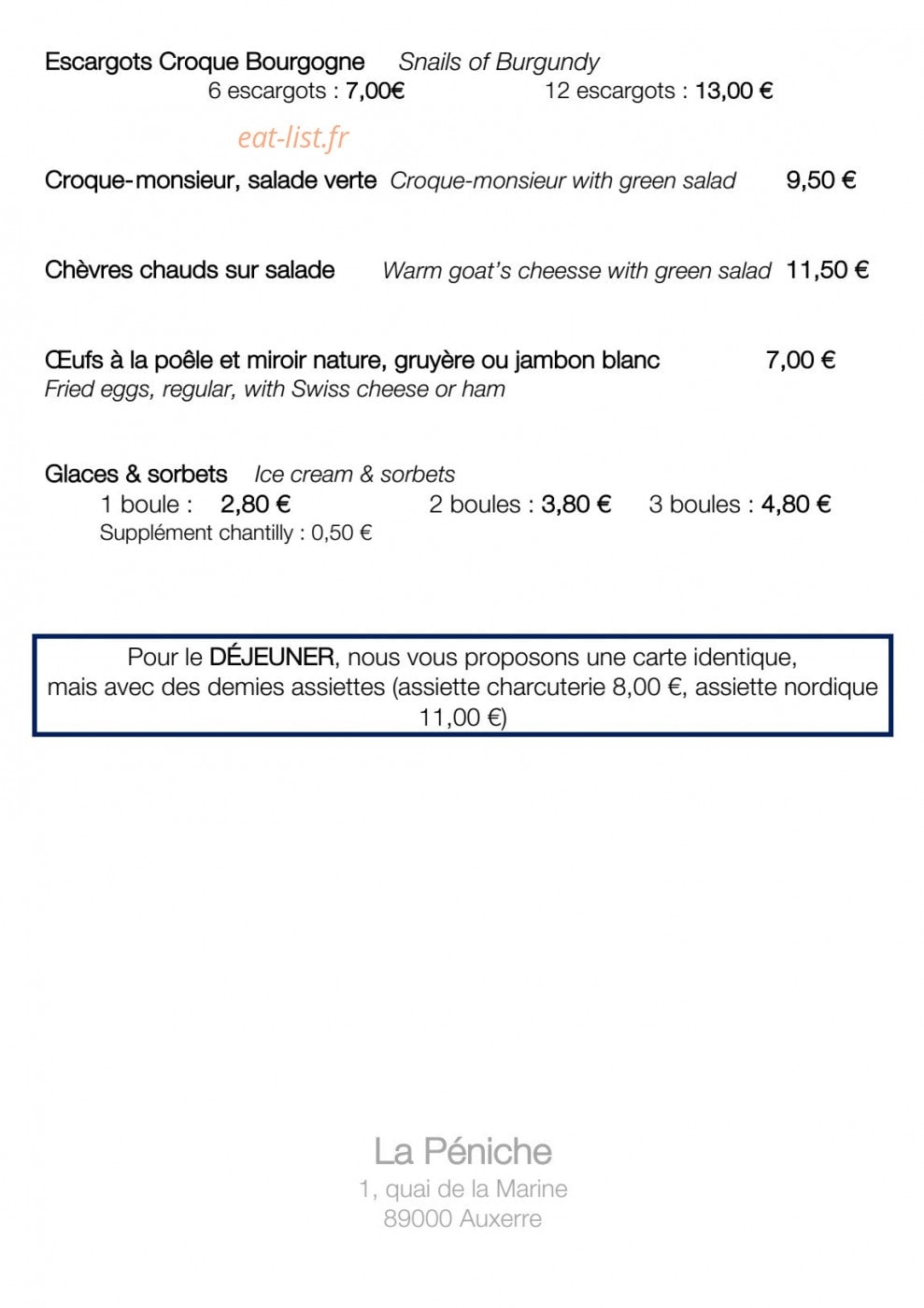 La Péniche — carte page 3