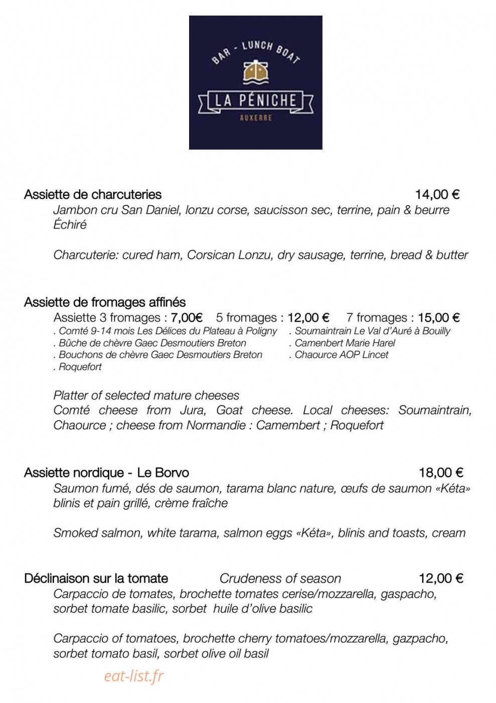 La Péniche — carte page 2