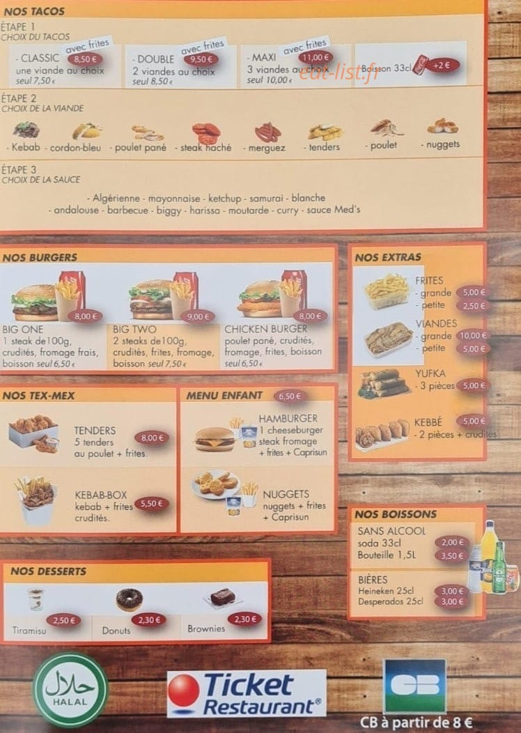 Med's Kebab — carte page 1
