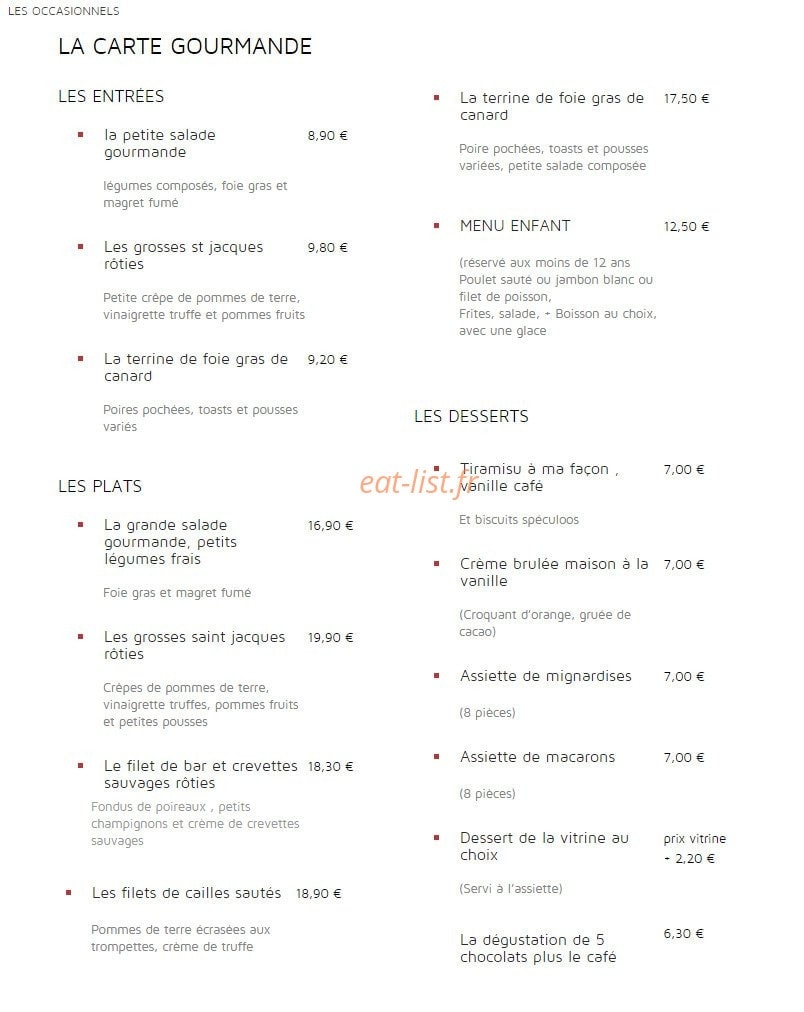 Pause gourmande — carte page 2