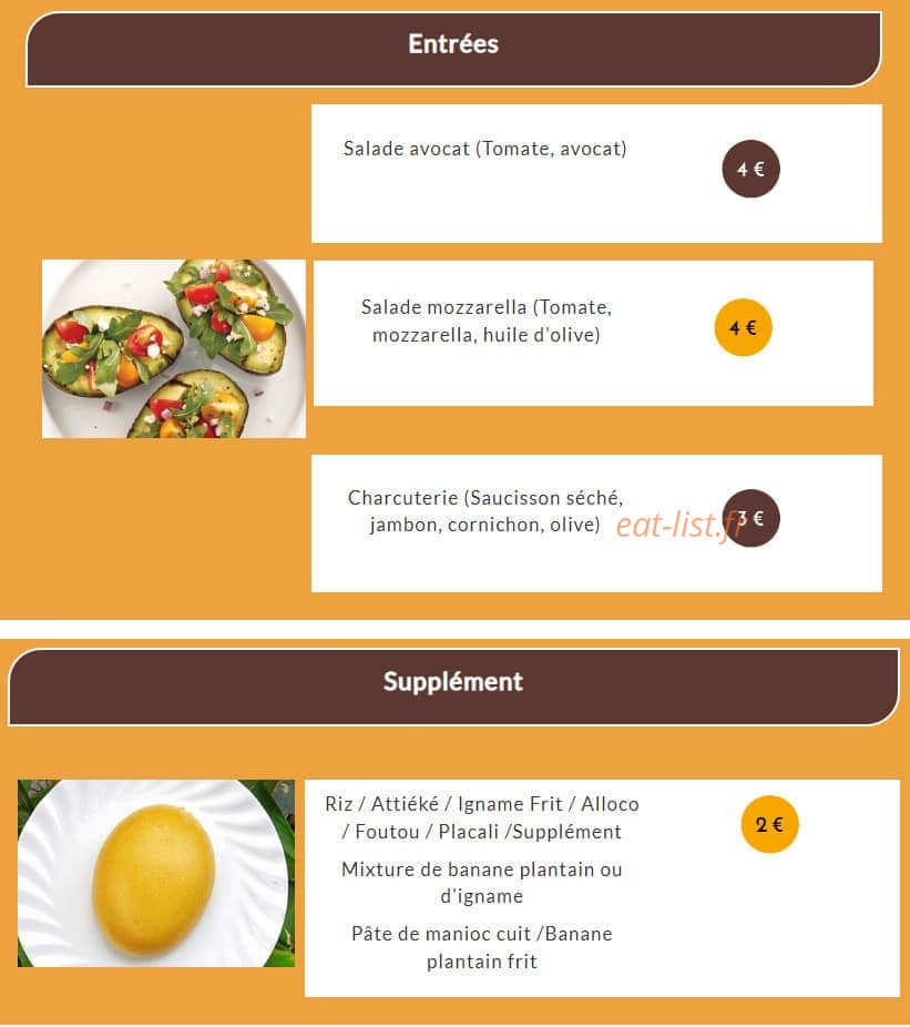 Saveurs ivoiriennes — carte page 1
