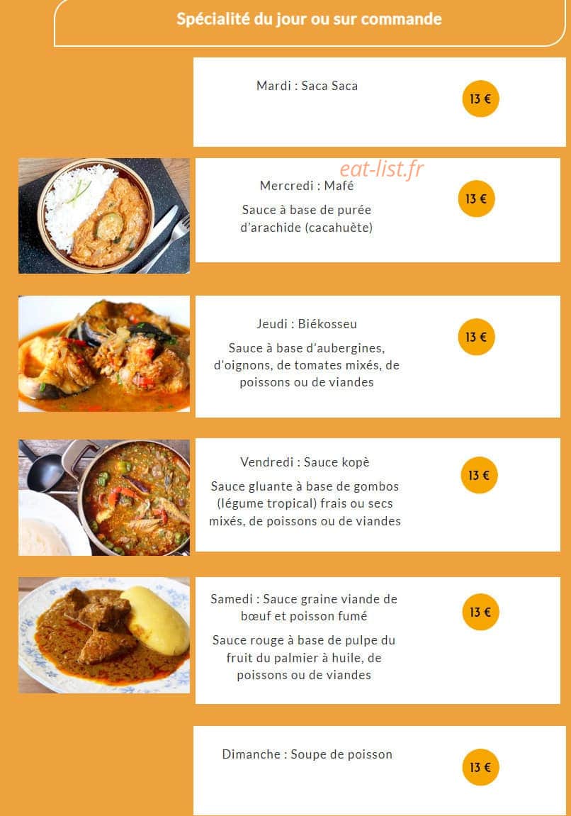 Saveurs ivoiriennes — carte page 2