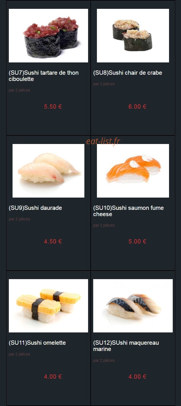 Sushi Auxerre — carte page 20