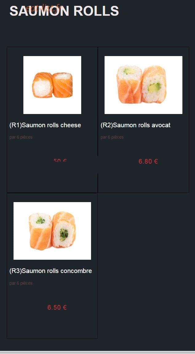 Sushi Auxerre — carte page 8