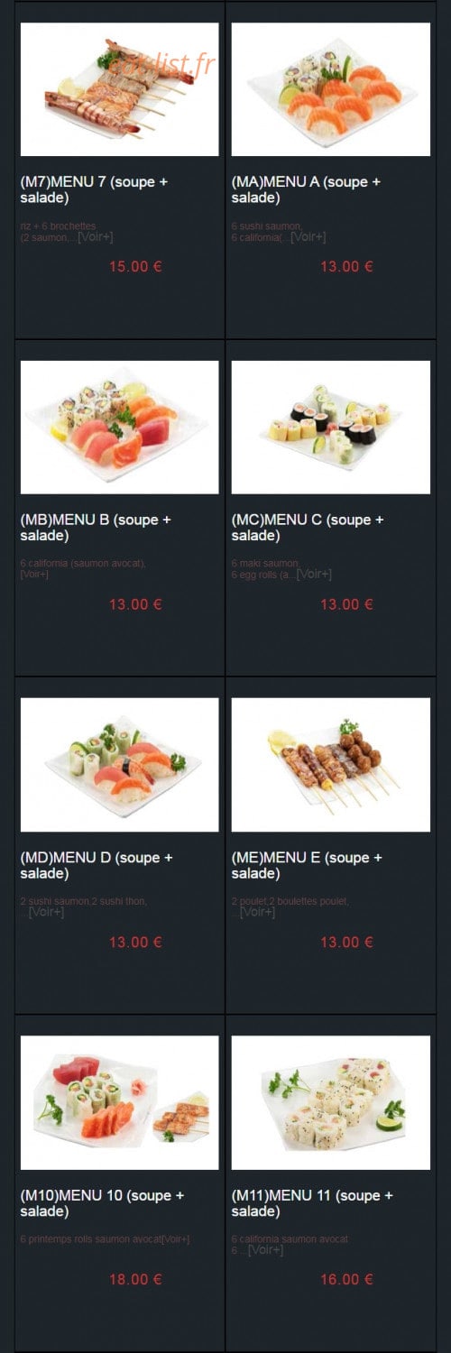 Sushi Auxerre — carte page 2
