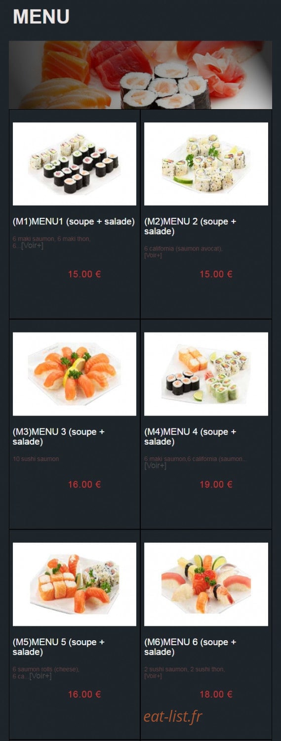Sushi Auxerre — carte page 1